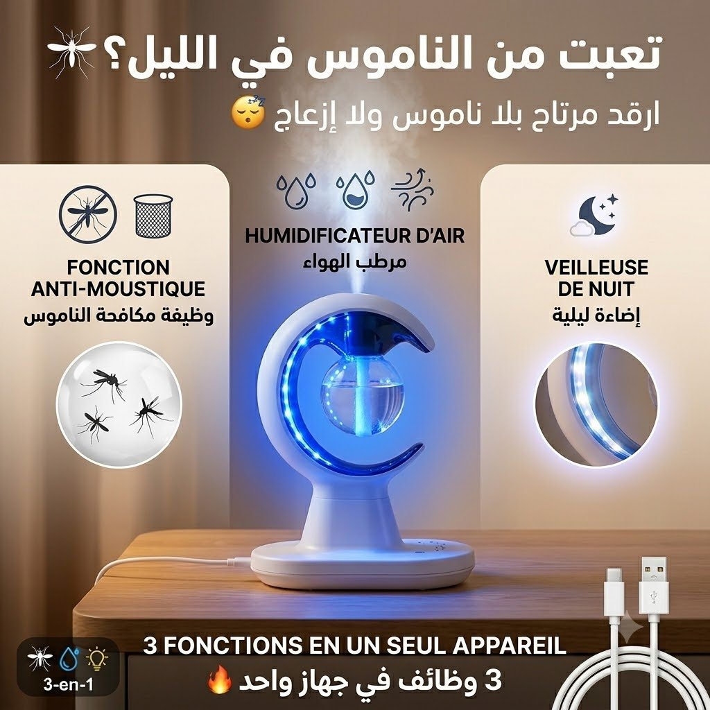 Lampe anti-moustique trois-en-un