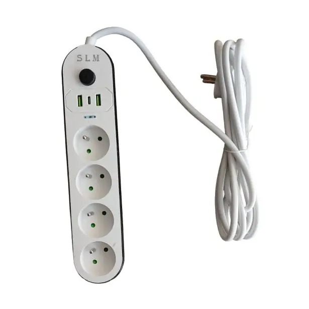 Multiprise avec 4 Prises & 2 Ports USB & Port USB-C
